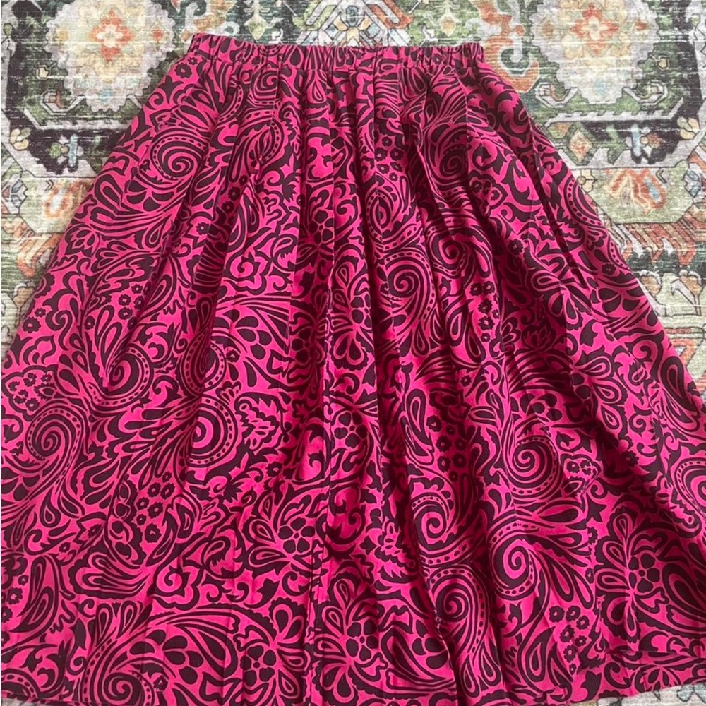 Floral Pink and Black Skirt